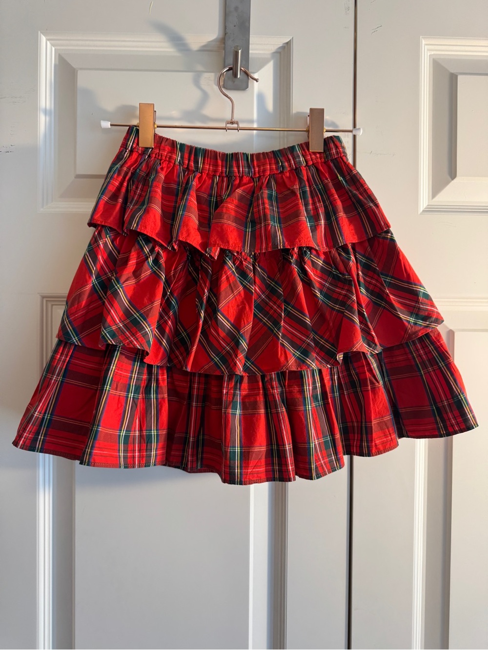 Crewcuts J.Crew NWT Girls Tiered Red Tartan Plaid Ruffle Skirt Size Large 10-12